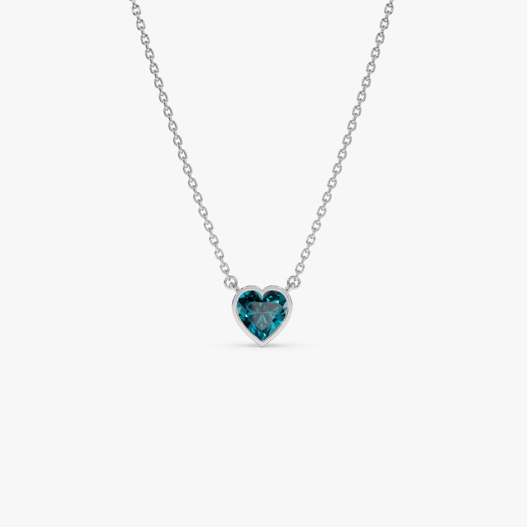 Heart Shaped London Blue Topaz Layering Necklace