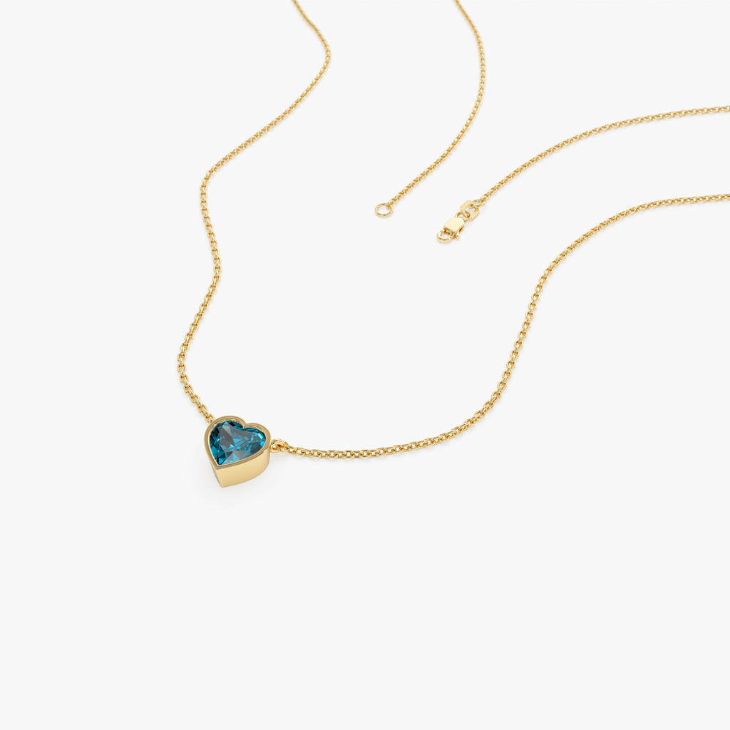 Heart Shaped London Blue Topaz Layering Necklace