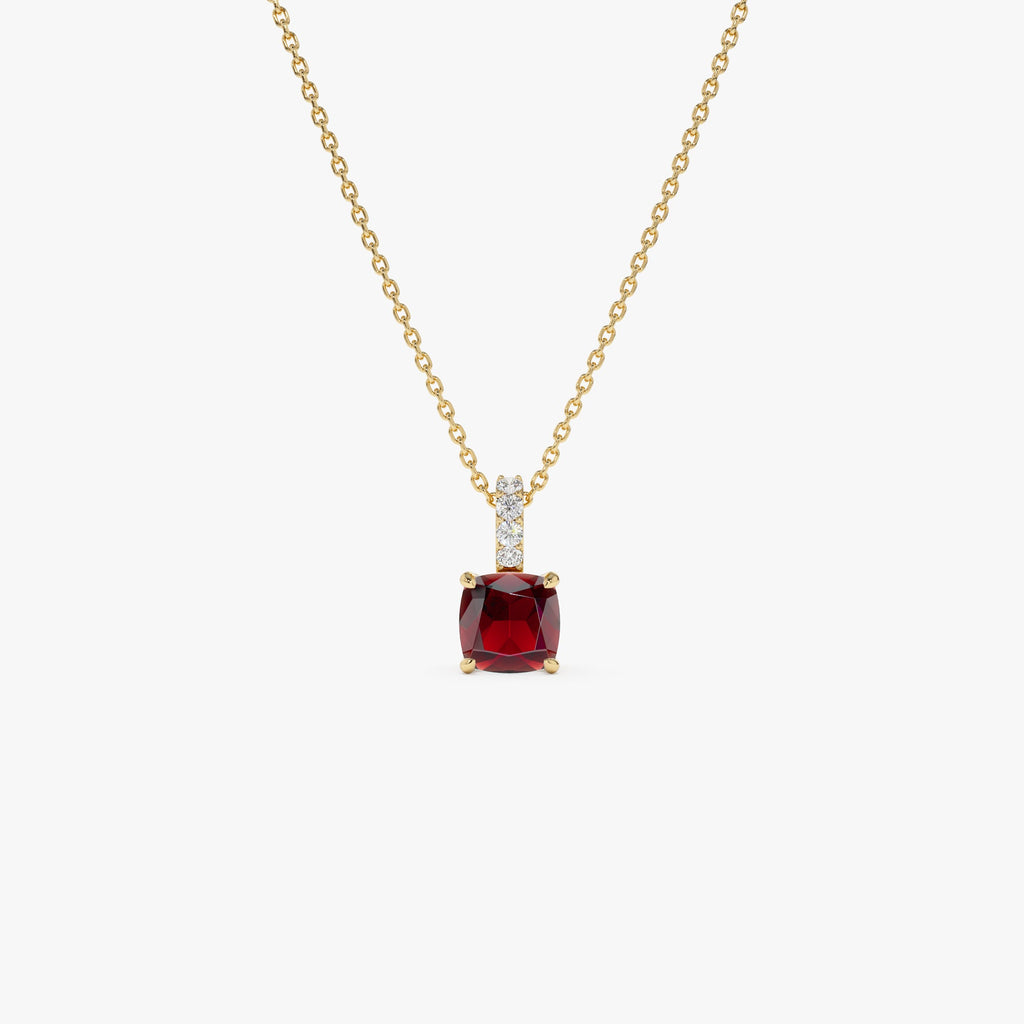 Cushion Cut Garnet with Diamond Bail