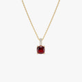 Cushion Cut Garnet with Diamond Bail
