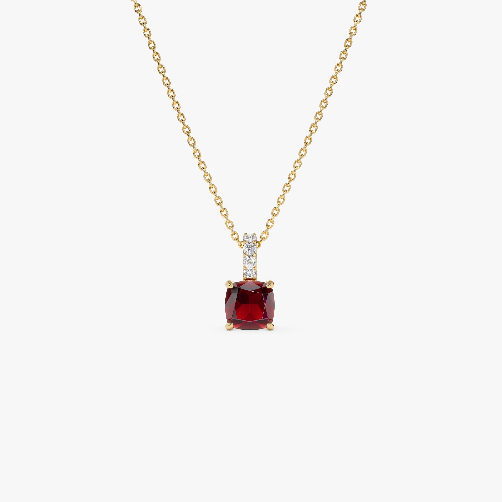 Cushion Cut Garnet with Diamond Bail