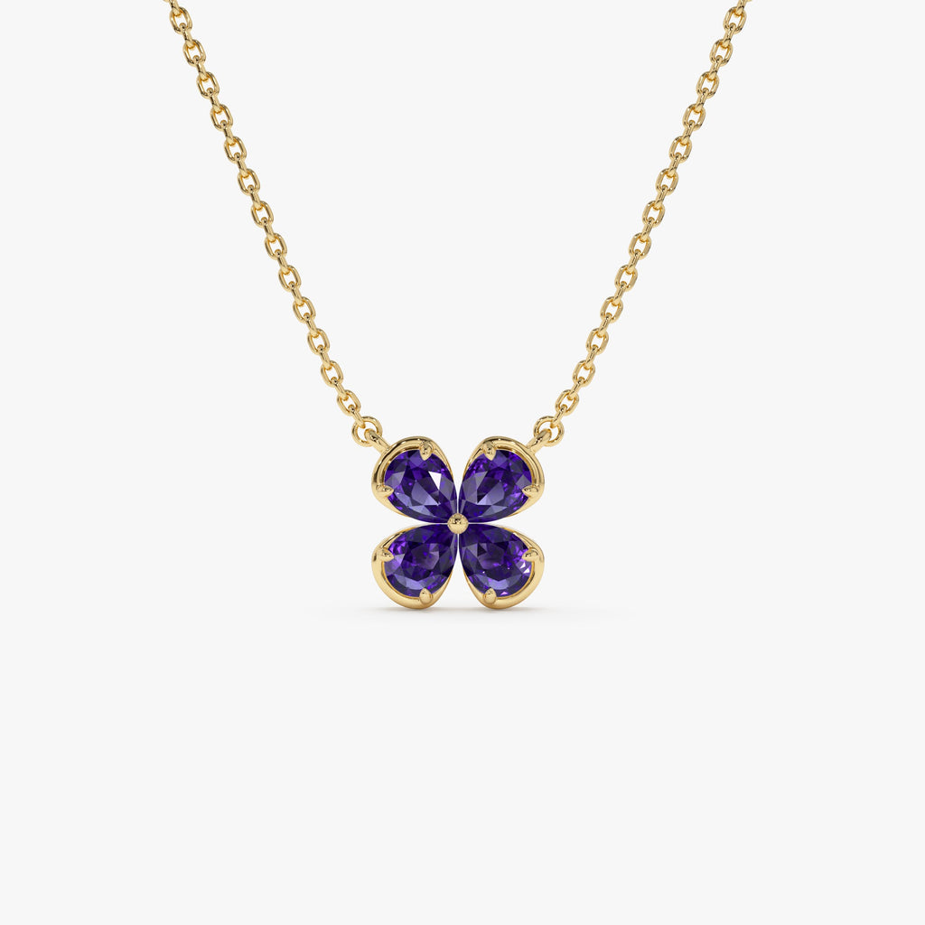 Four Leaf Amethyst Clover Necklace