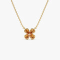 Four Leaf Citrine Clover Necklace