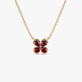 Four Leaf Garnet Clover Necklace
