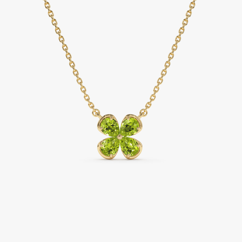 Four Leaf Peridot Clover Necklace