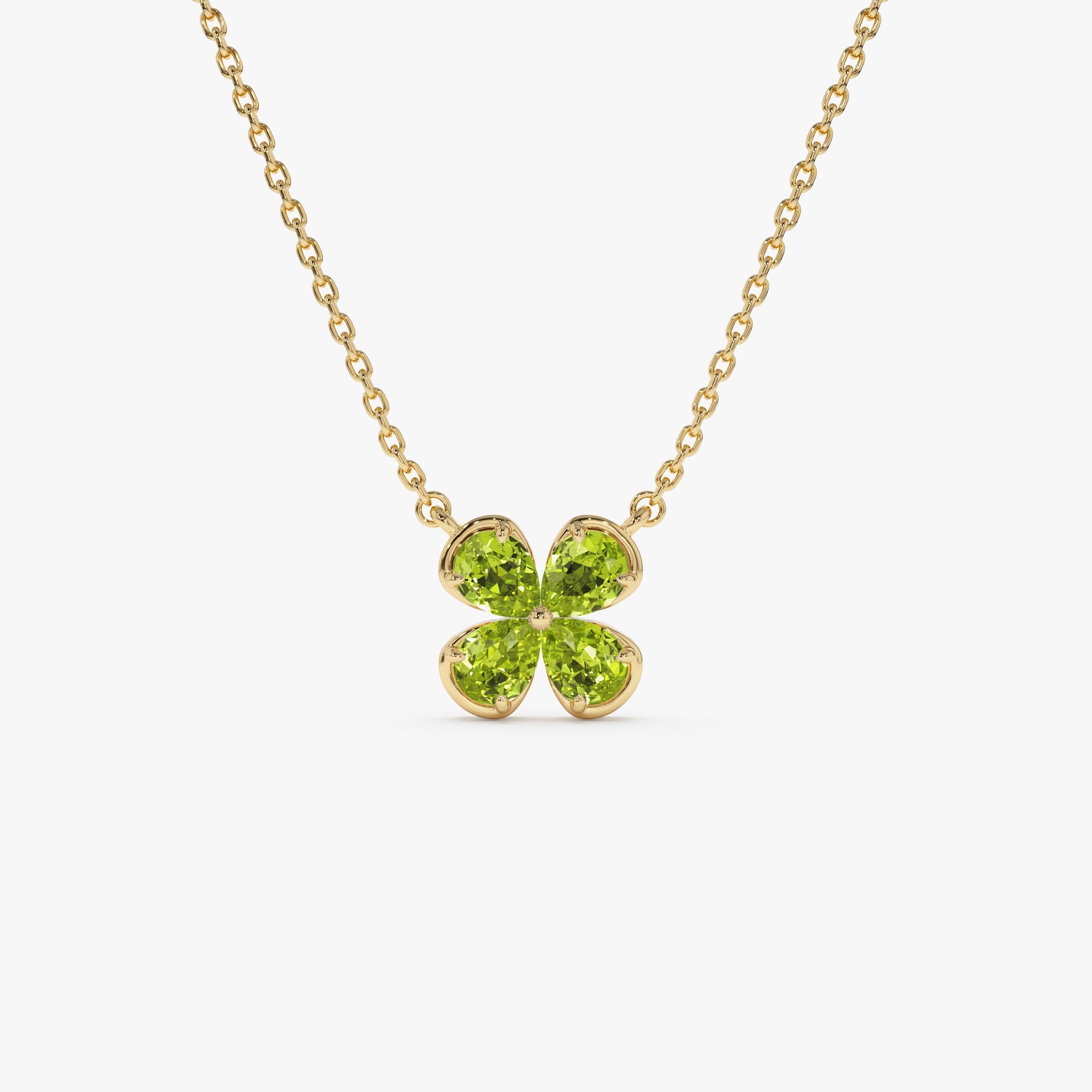 Four Leaf Peridot Clover Necklace