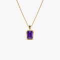 Emerald Cut Amethyst Vertical Bezel Setting Pendant