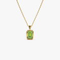 Emerald Cut Peridot Vertical Bezel Setting Pendant
