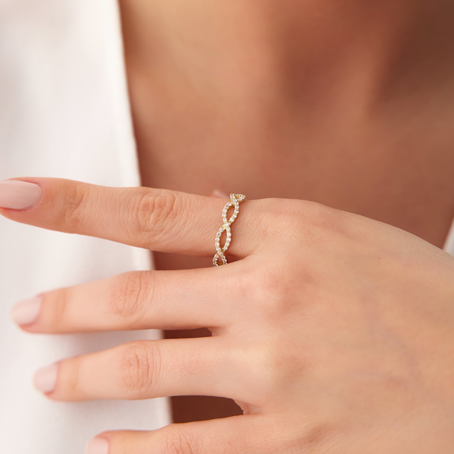 Micro Pave Set Diamond Infinity Ring