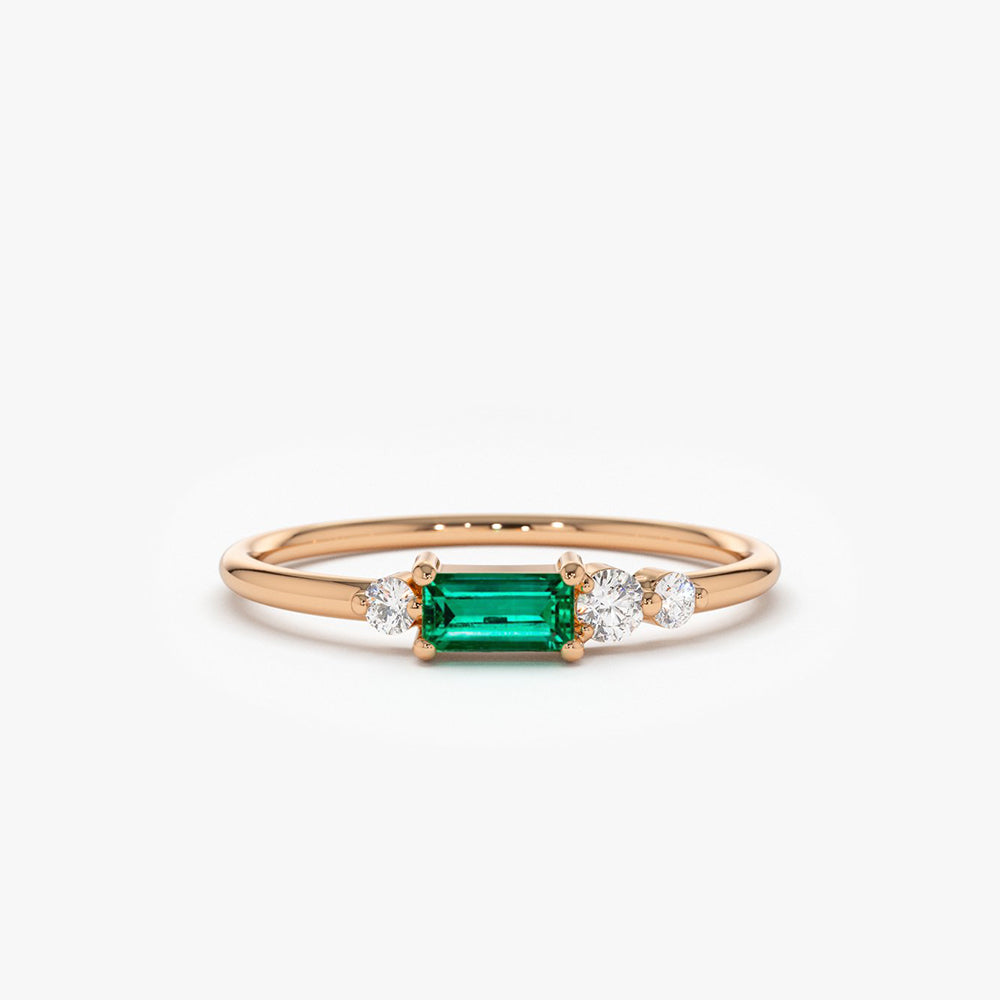 Baguette Emerald Diamond Ring