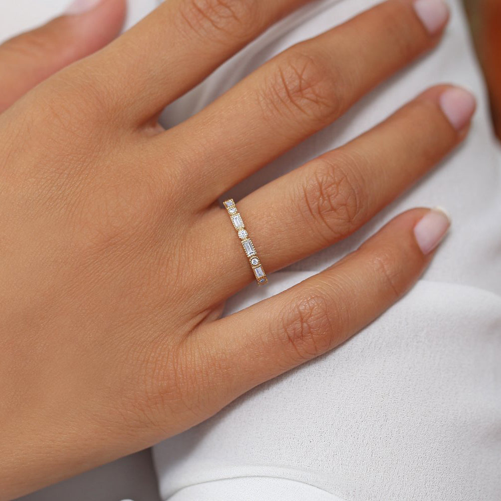 Baguette and Round Diamond Ring