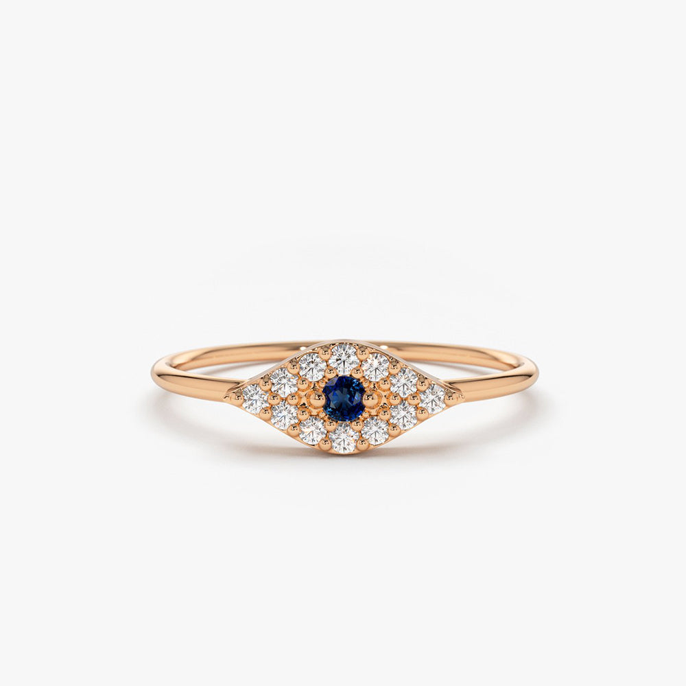 Diamond and Sapphire Evil Eye Ring
