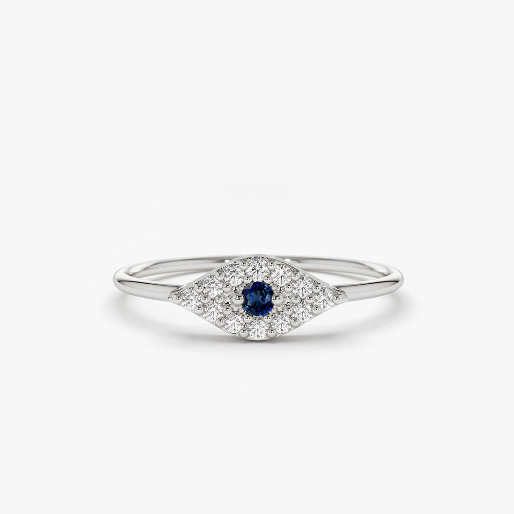 Diamond and Sapphire Evil Eye Ring