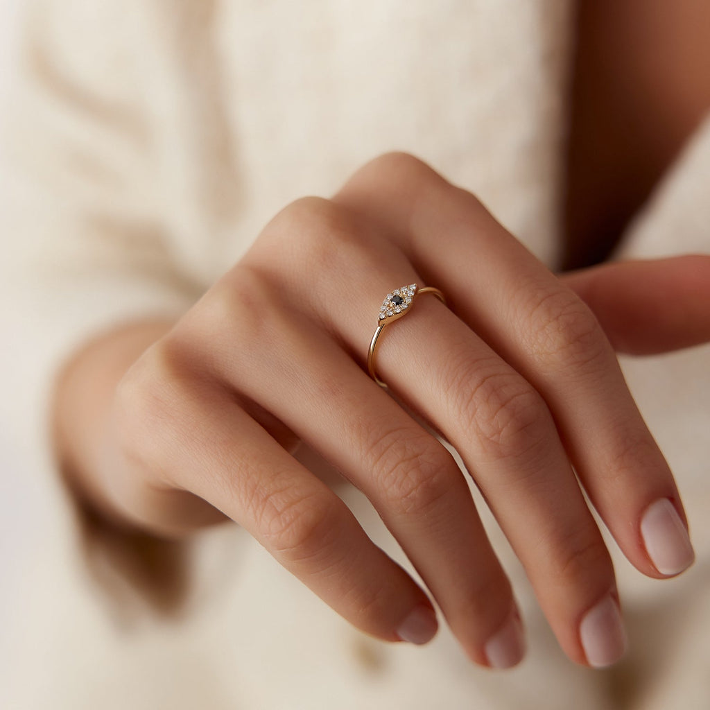 Diamond and Sapphire Evil Eye Ring