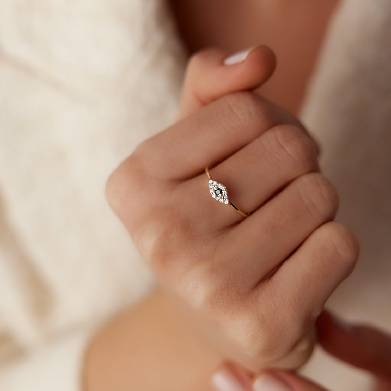 Diamond and Sapphire Evil Eye Ring