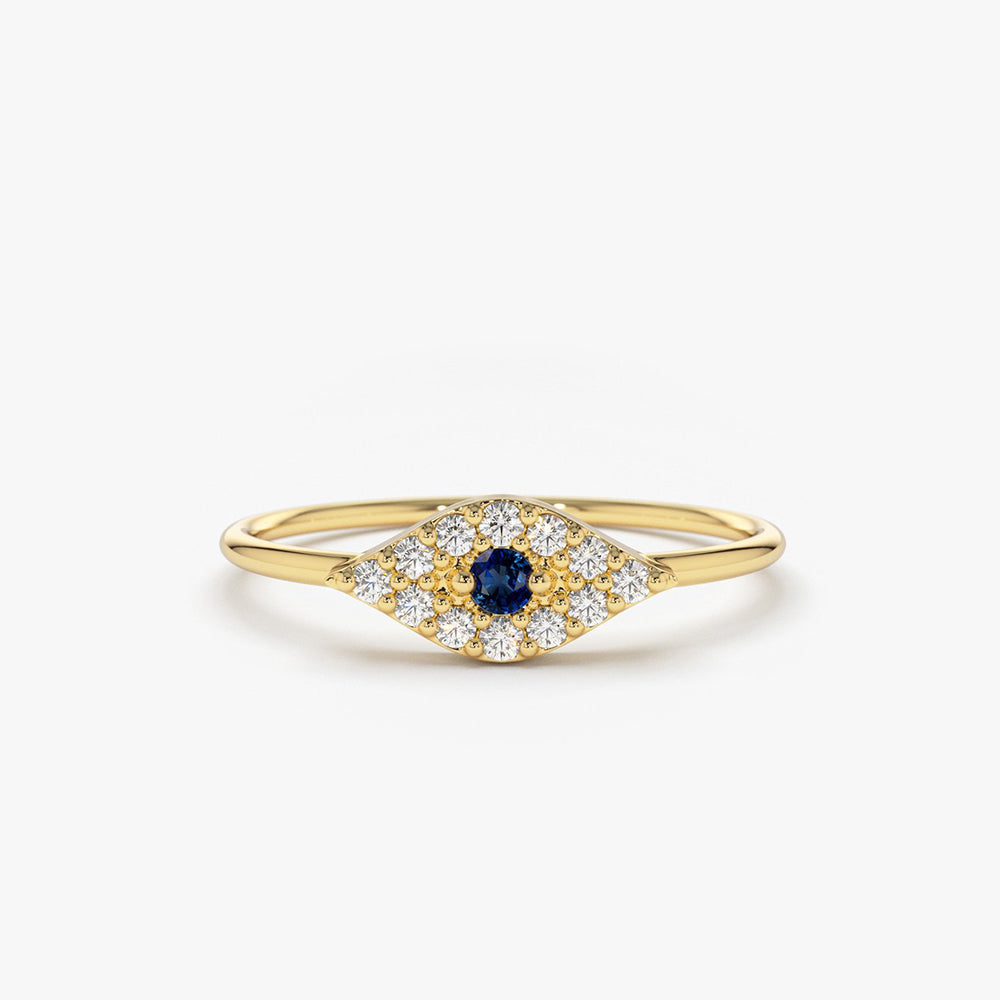 Diamond and Sapphire Evil Eye Ring
