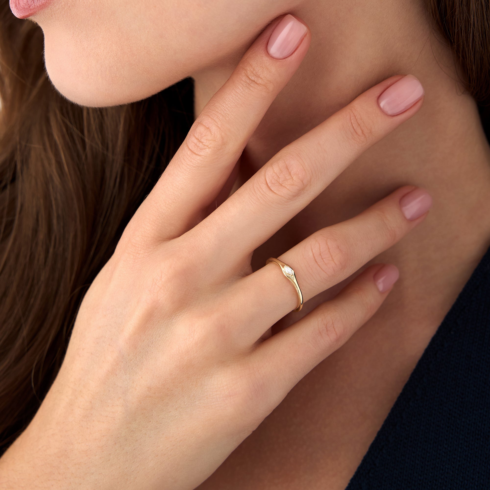 Marquise Diamond Stacking Ring