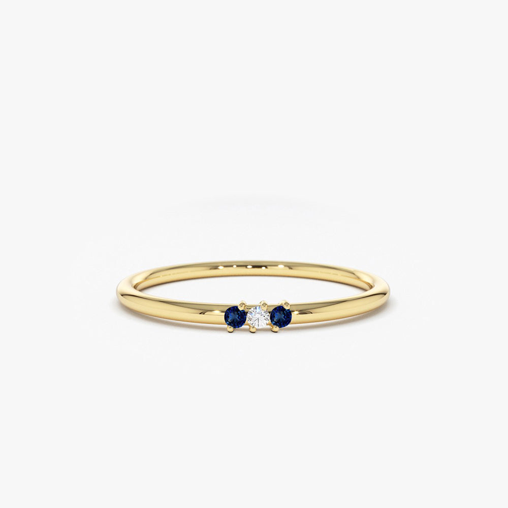 Minimal Sapphire and Diamond Ring