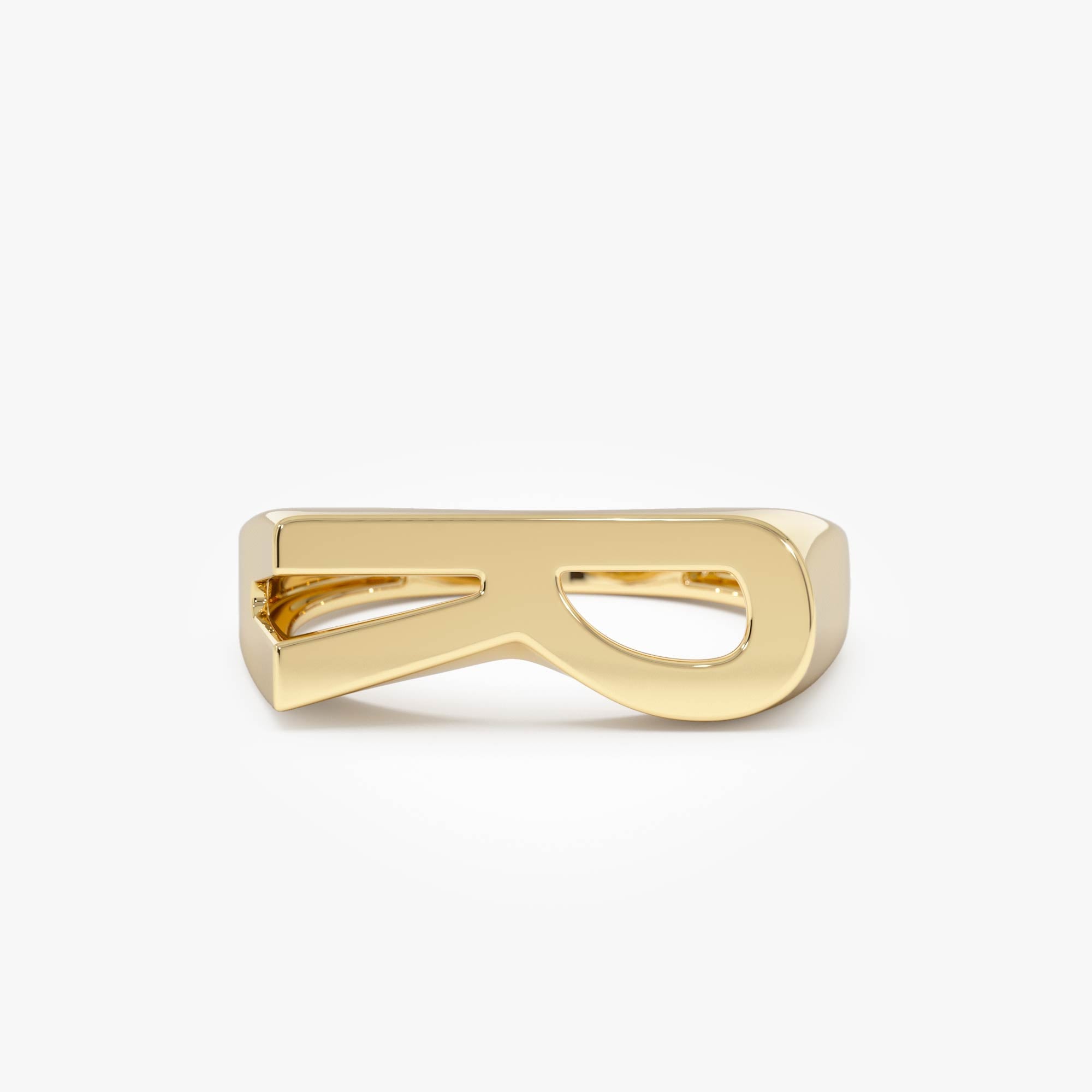 Modern Abstract Personalized Initial Ring