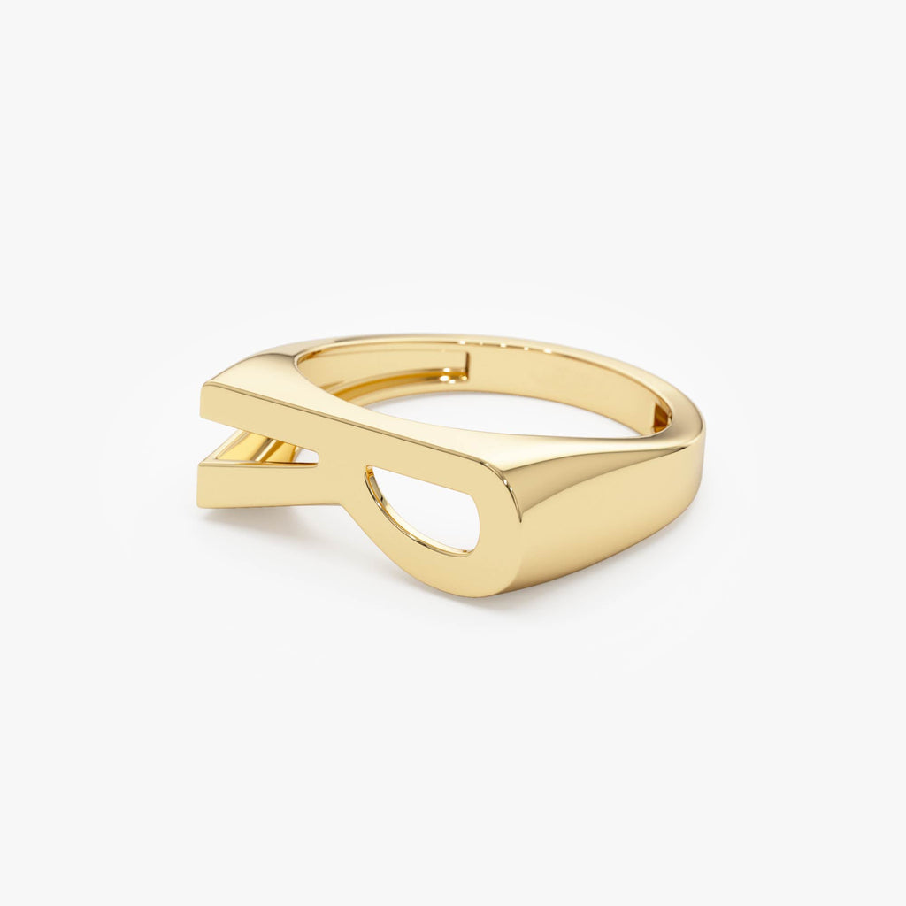 Modern Abstract Personalized Initial Ring