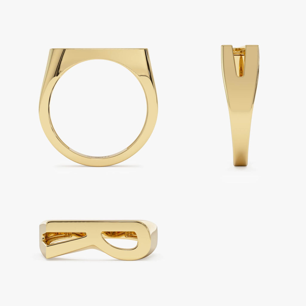 Modern Abstract Personalized Initial Ring