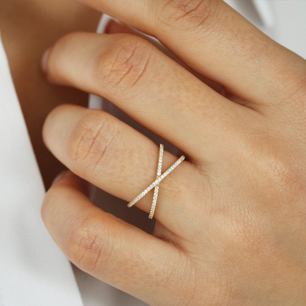 Diamond Criss Cross Pave Ring