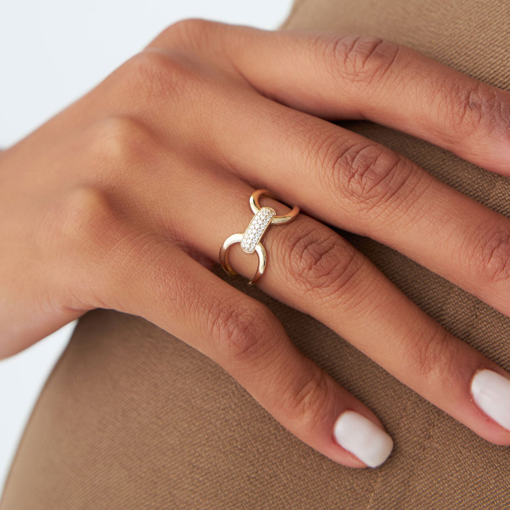 Folded Micro Pave Diamond Ring