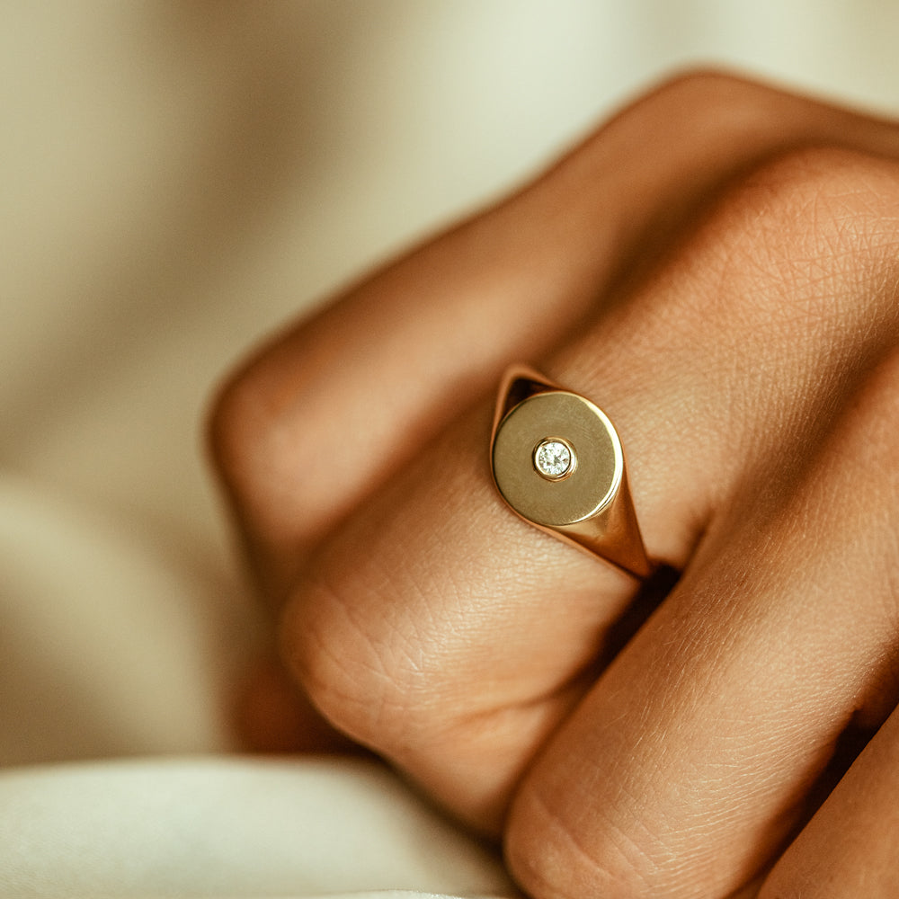 Diamond Pinky Signet Ring