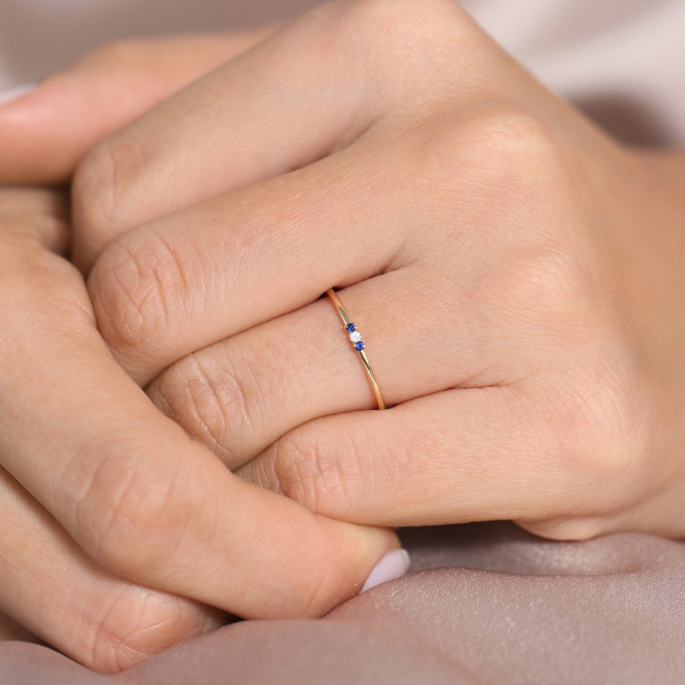 Minimal Sapphire and Diamond Ring