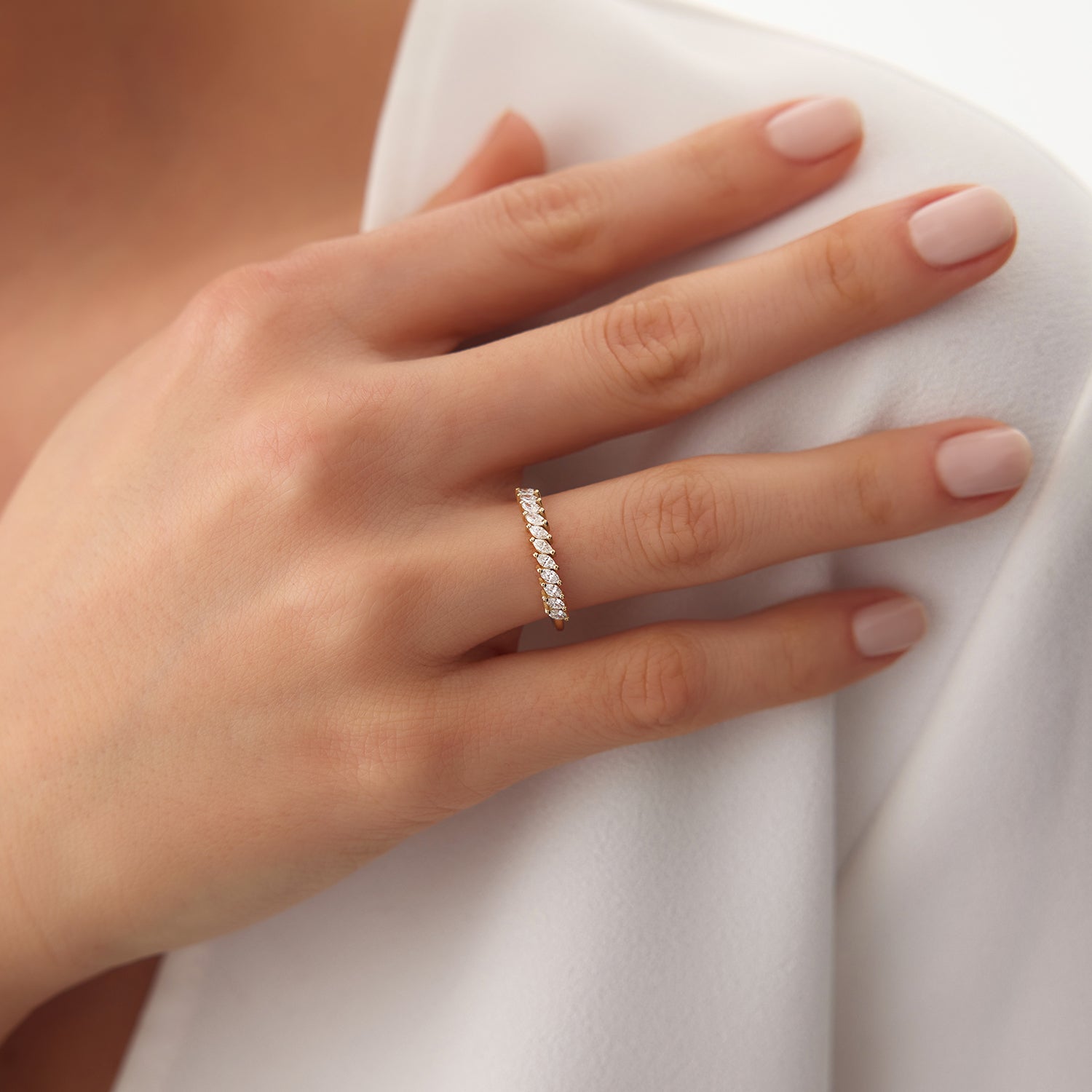 Domino Marquise Wedding Band