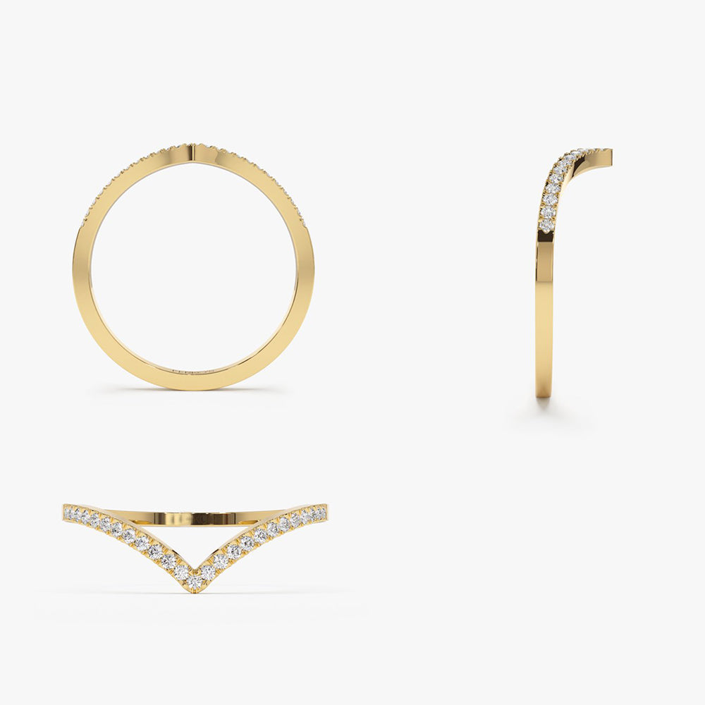 Gold Diamond Chevron Ring