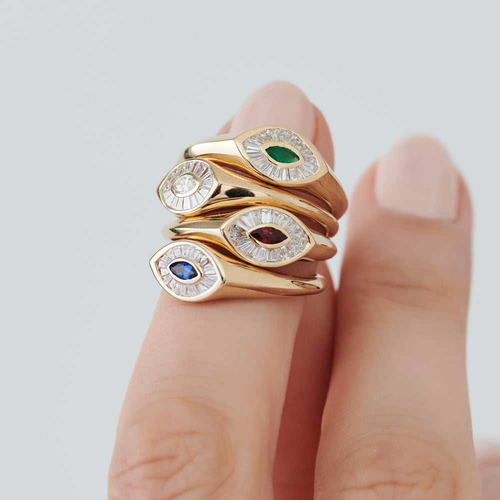 Marquise Shape Baguette Diamond Ring