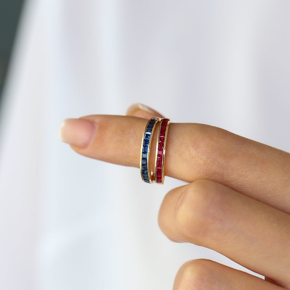 Full Eternity Princess Cut Ruby Ring