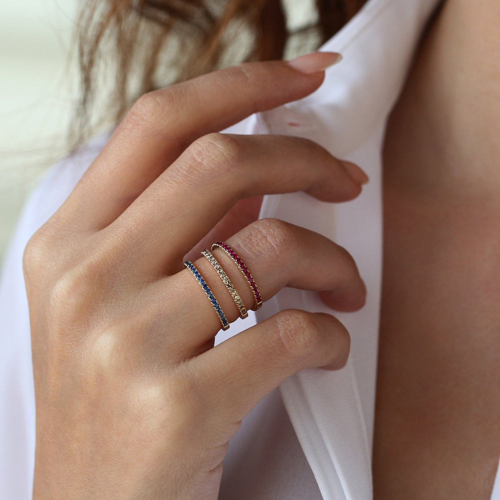 Half Eternity Pave Ruby Ring