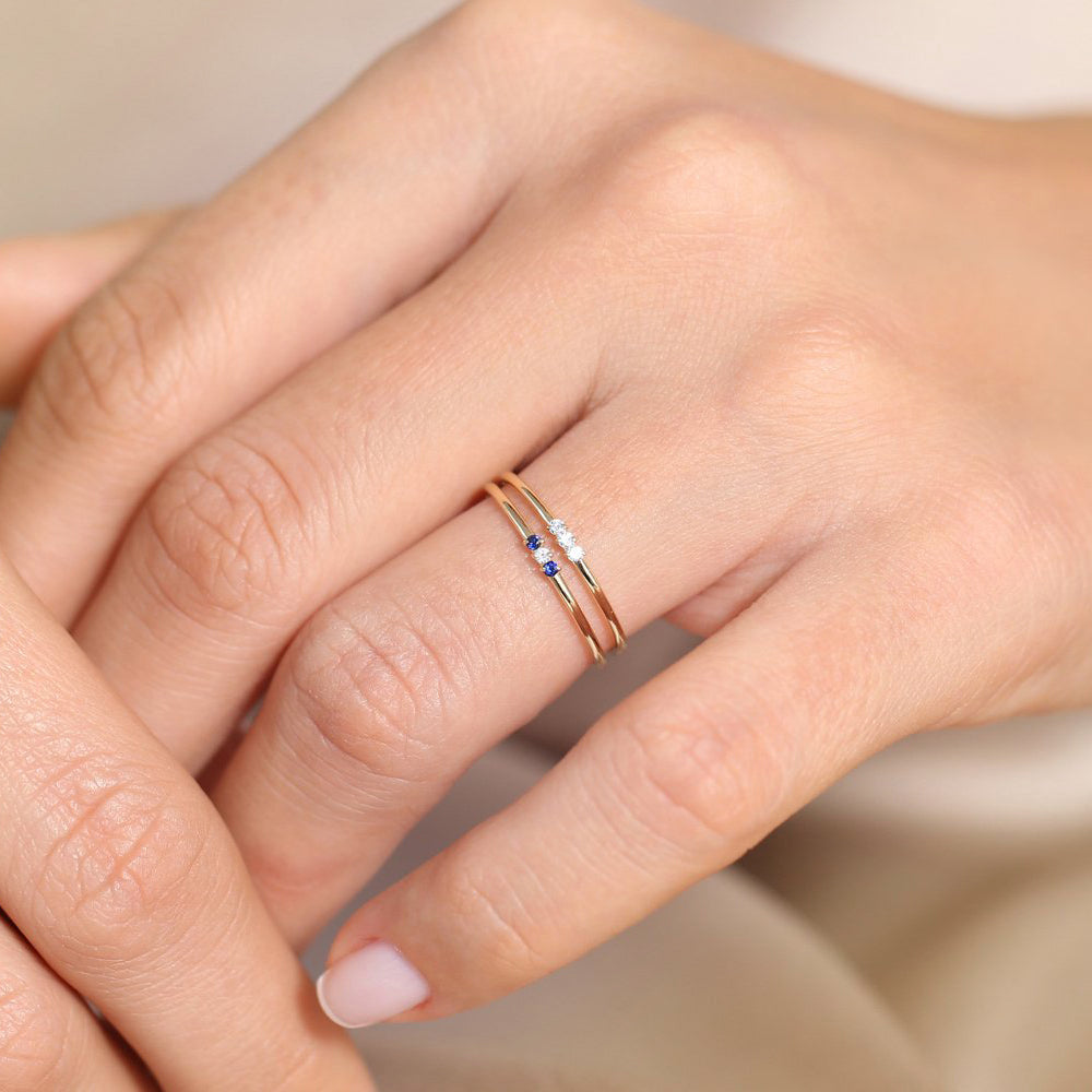 Minimal Sapphire and Diamond Ring