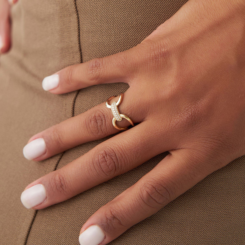 Folded Micro Pave Diamond Ring