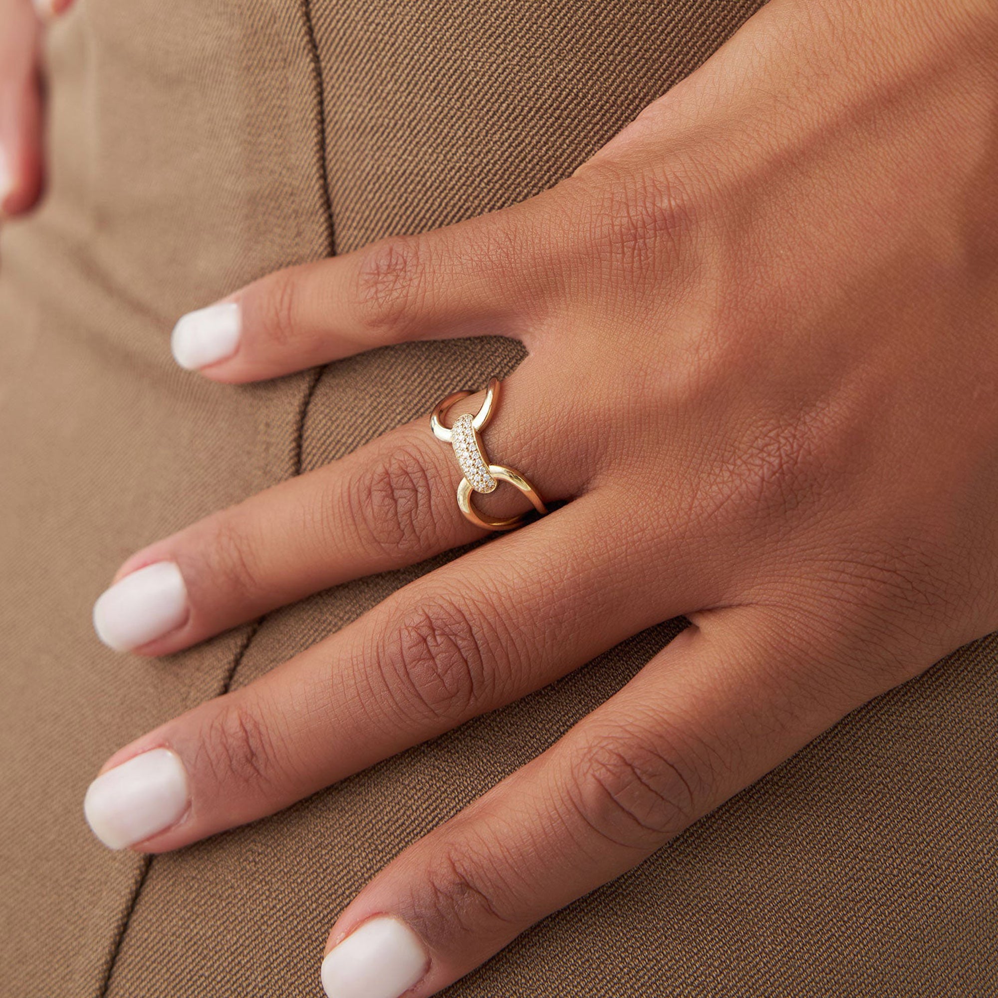 Folded Micro Pave Diamond Ring