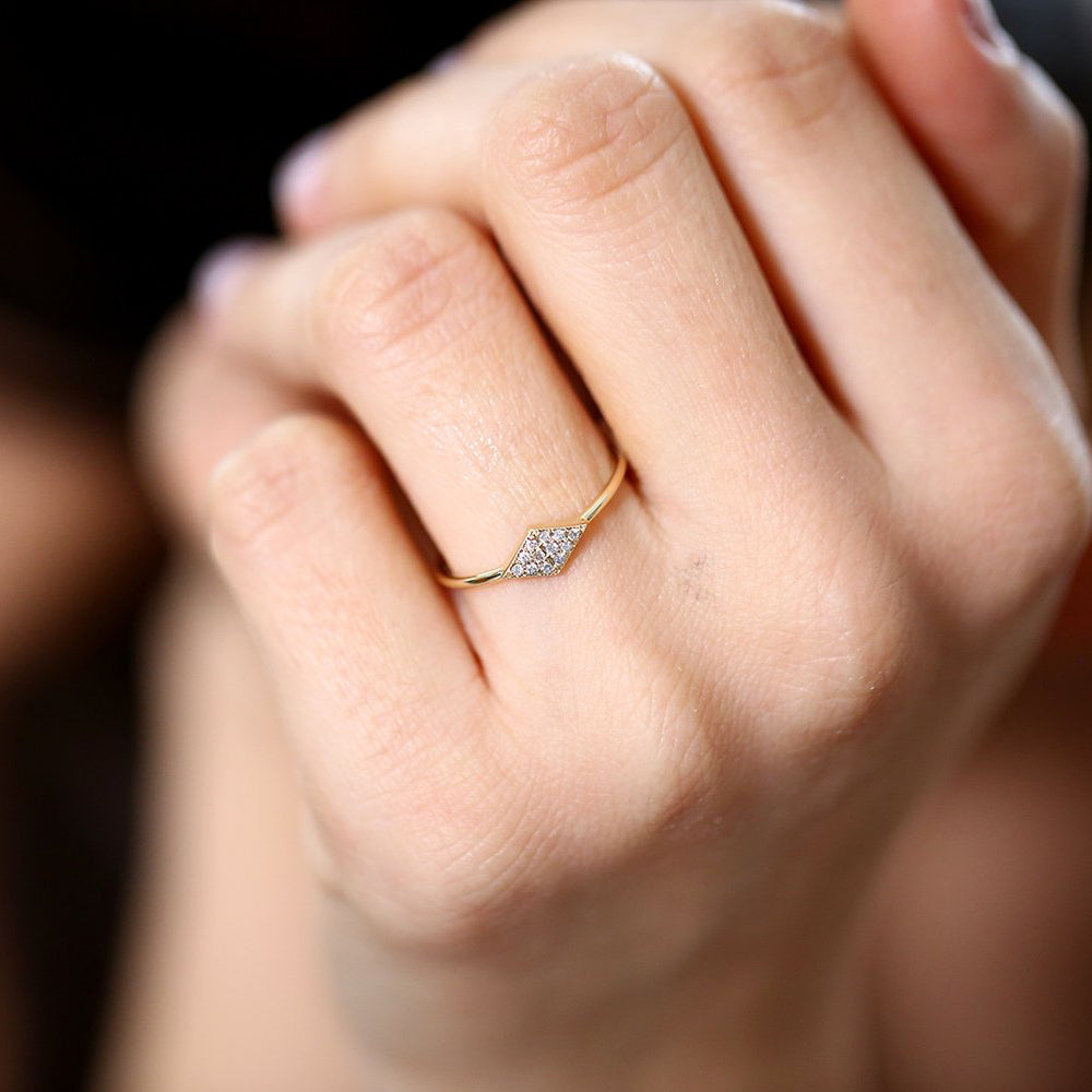 Diamond Shape Micro Pave Ring
