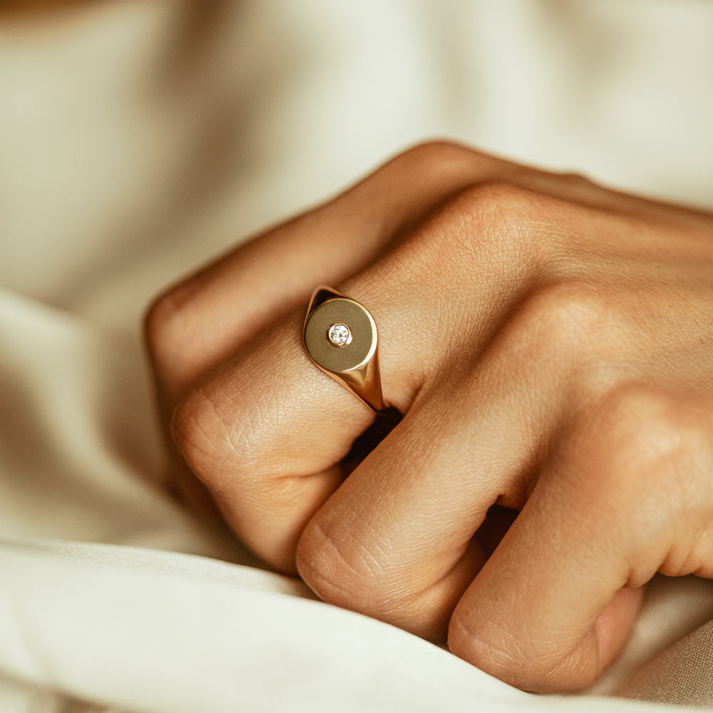 Diamond Pinky Signet Ring