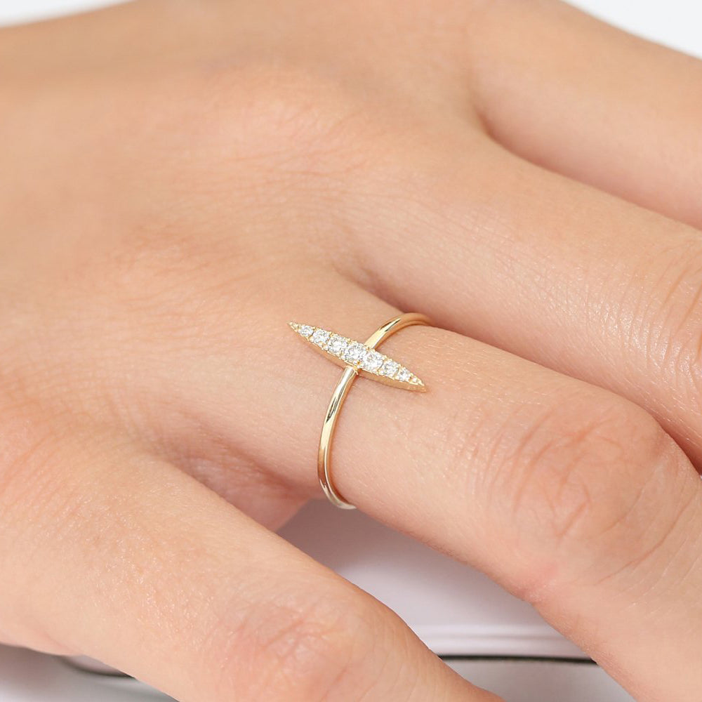 Elongated Micro Pave Diamond Ring