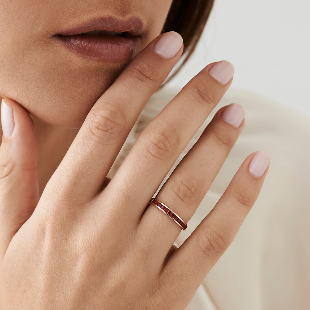 Full Eternity Princess Cut Ruby Ring