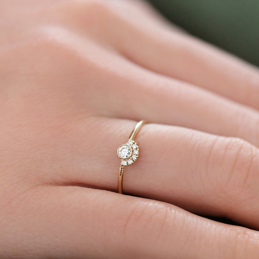 Half Halo Diamond Ring