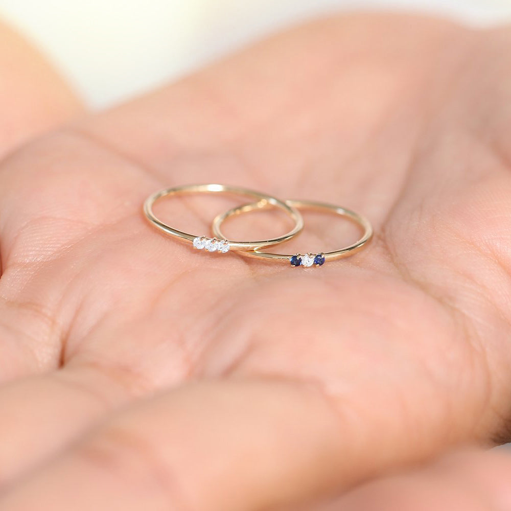 Minimal Sapphire and Diamond Ring