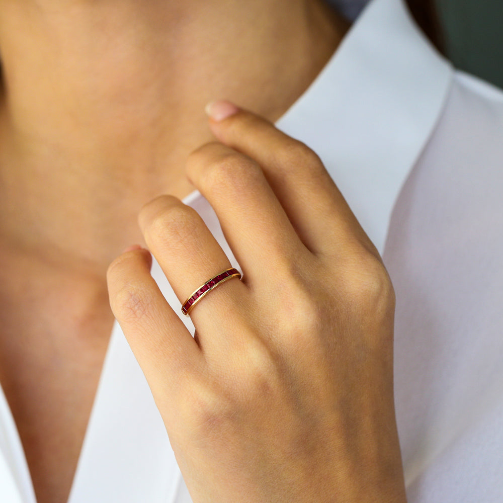 Full Eternity Princess Cut Ruby Ring