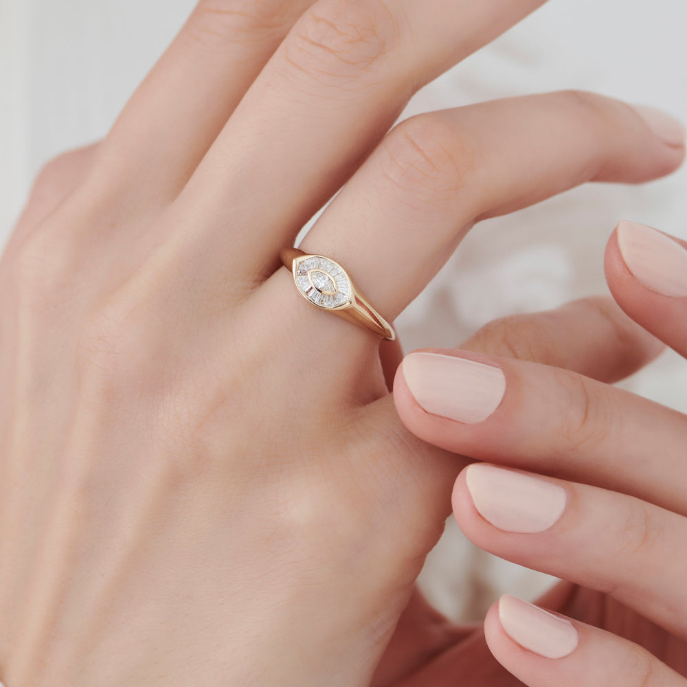 Marquise Shape Baguette Diamond Ring