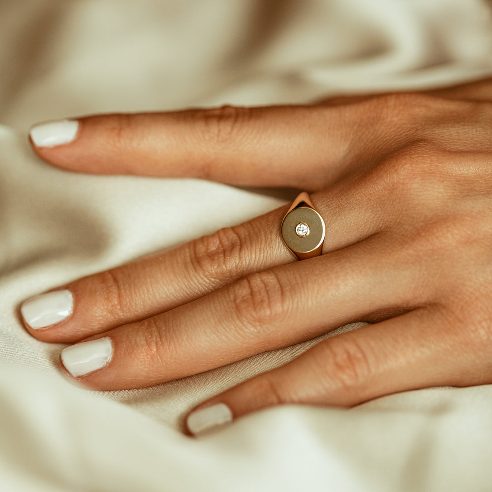 Diamond Pinky Signet Ring