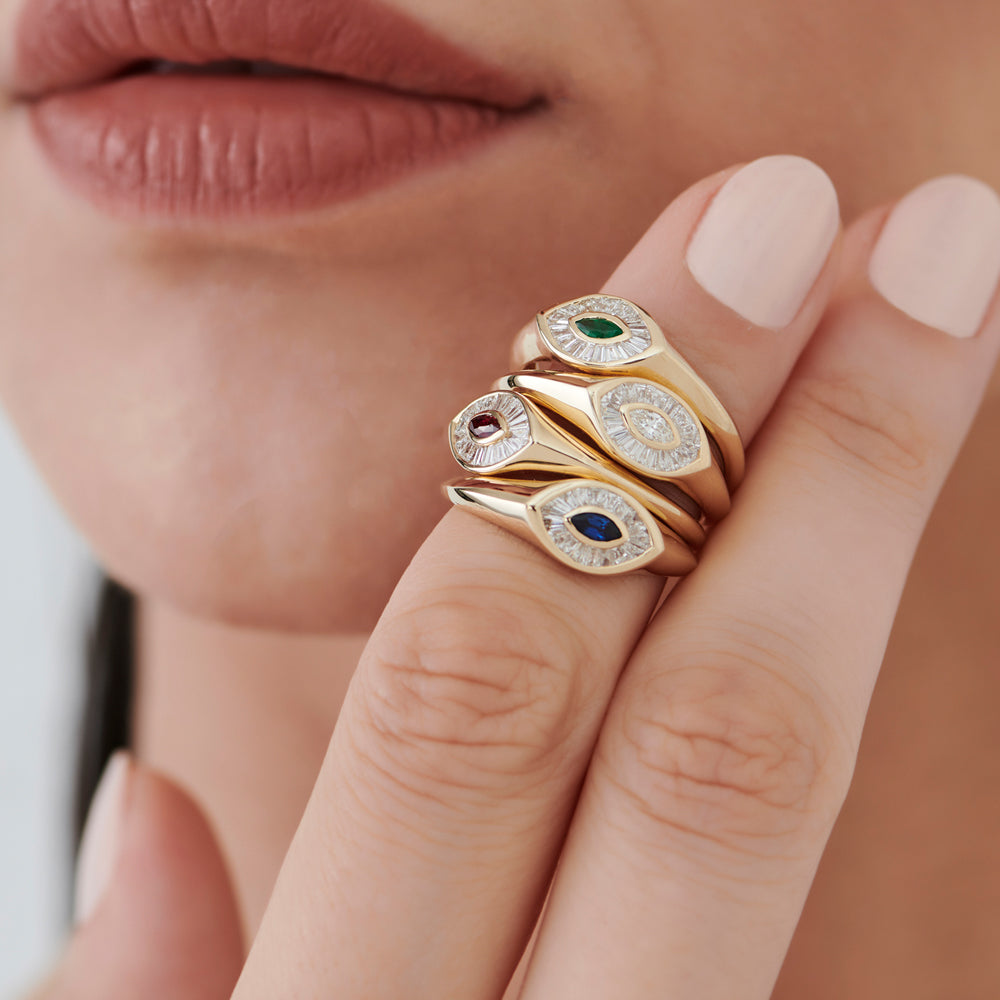 Marquise Shape Baguette Diamond Ring