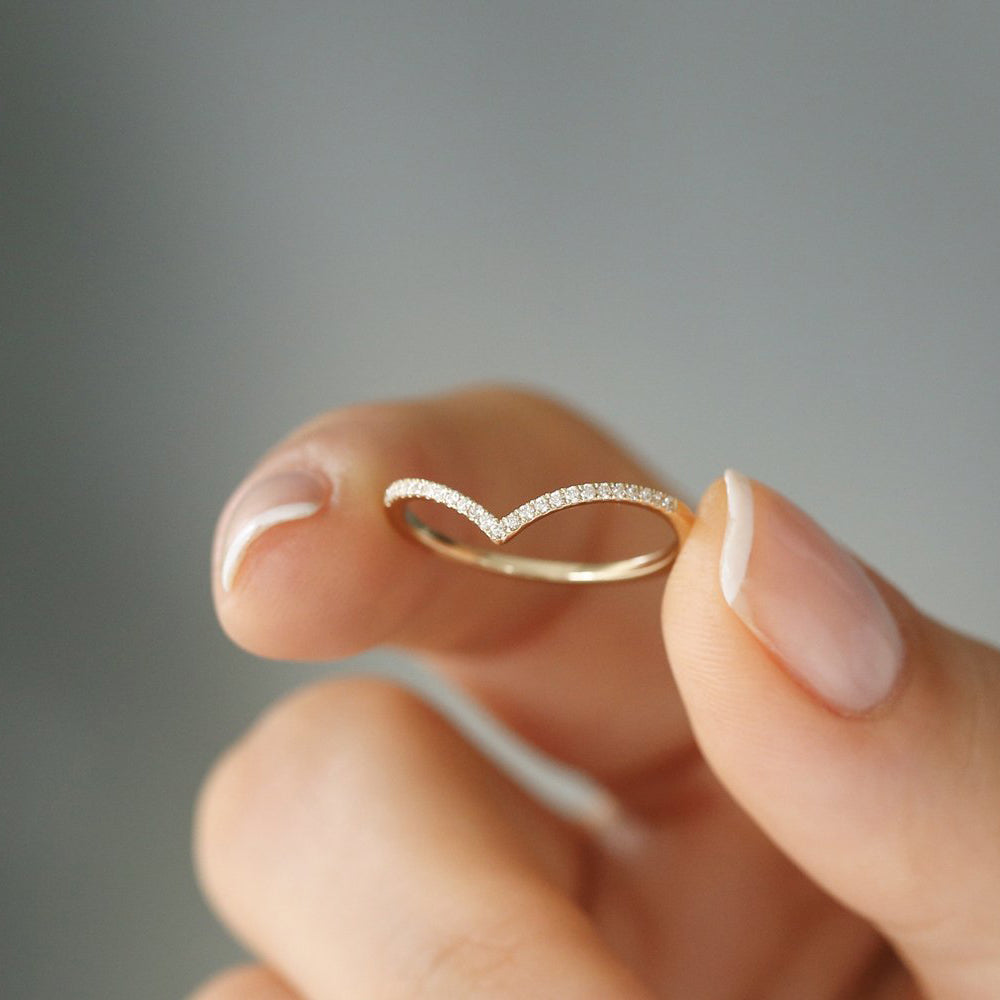 Gold Diamond Chevron Ring