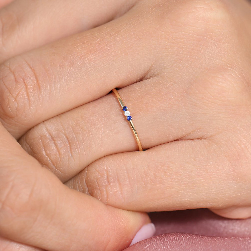Minimal Sapphire and Diamond Ring