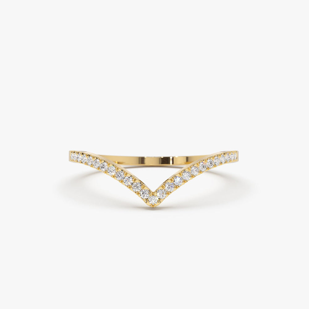 Gold Diamond Chevron Ring